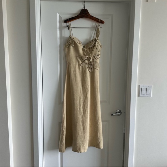 Farm Rio Sand 3d Flower Bodice Midi Dress - Picture 4 of 8